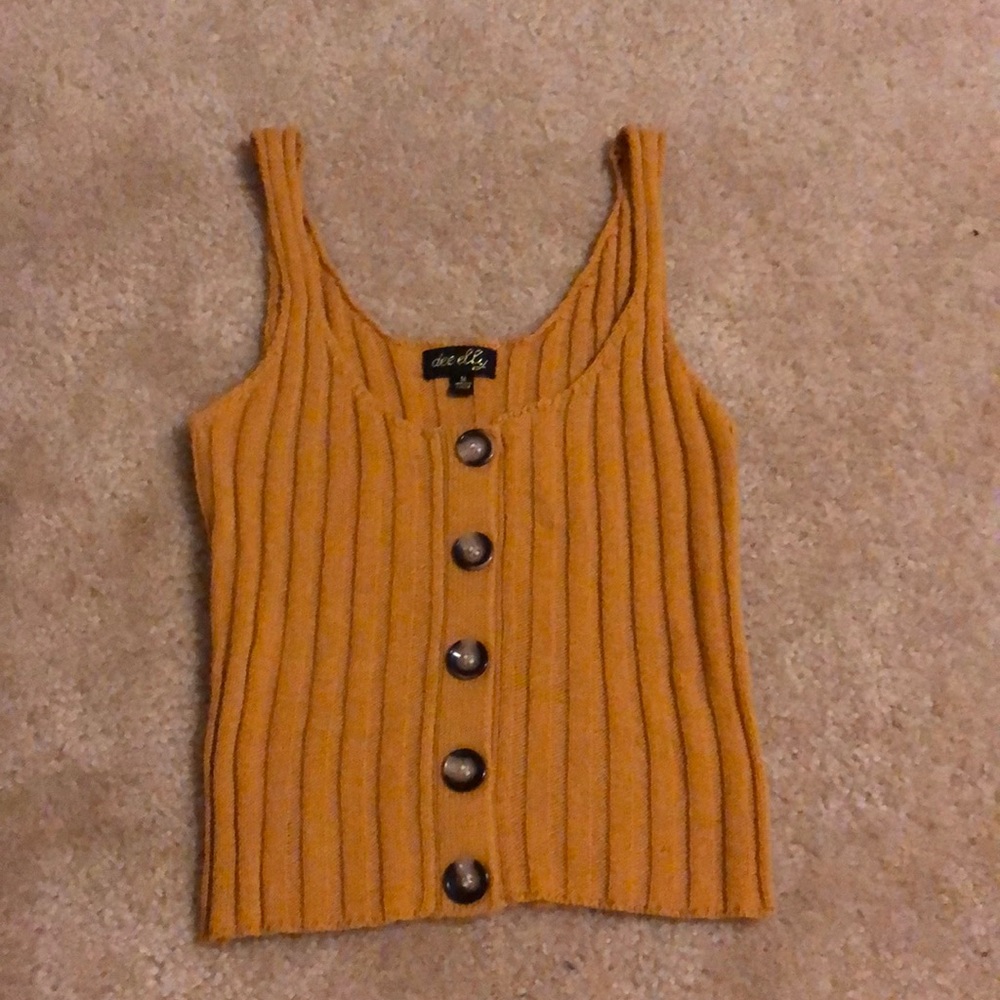 Yellow Ribbed Sweater Tank Top - Picture 3 of 3